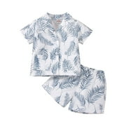 TAIAOJING Baby Boy Outfit Toddler Kids Boys Short Sleeve Shirt Tops Print Shorts Pants Outfit Set 2PCS 12-18 Months